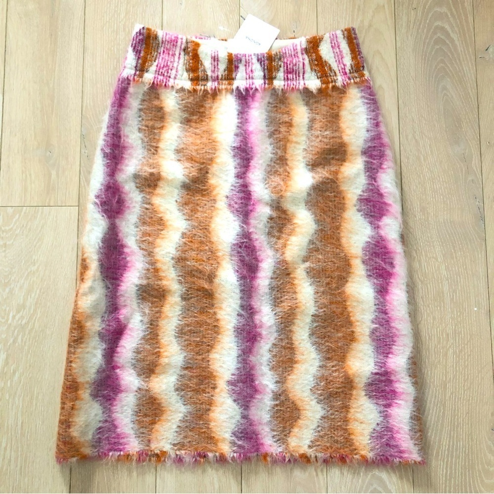 NWT Agnona Italy Cashmere Mohair Blend Striped Skirt Designer